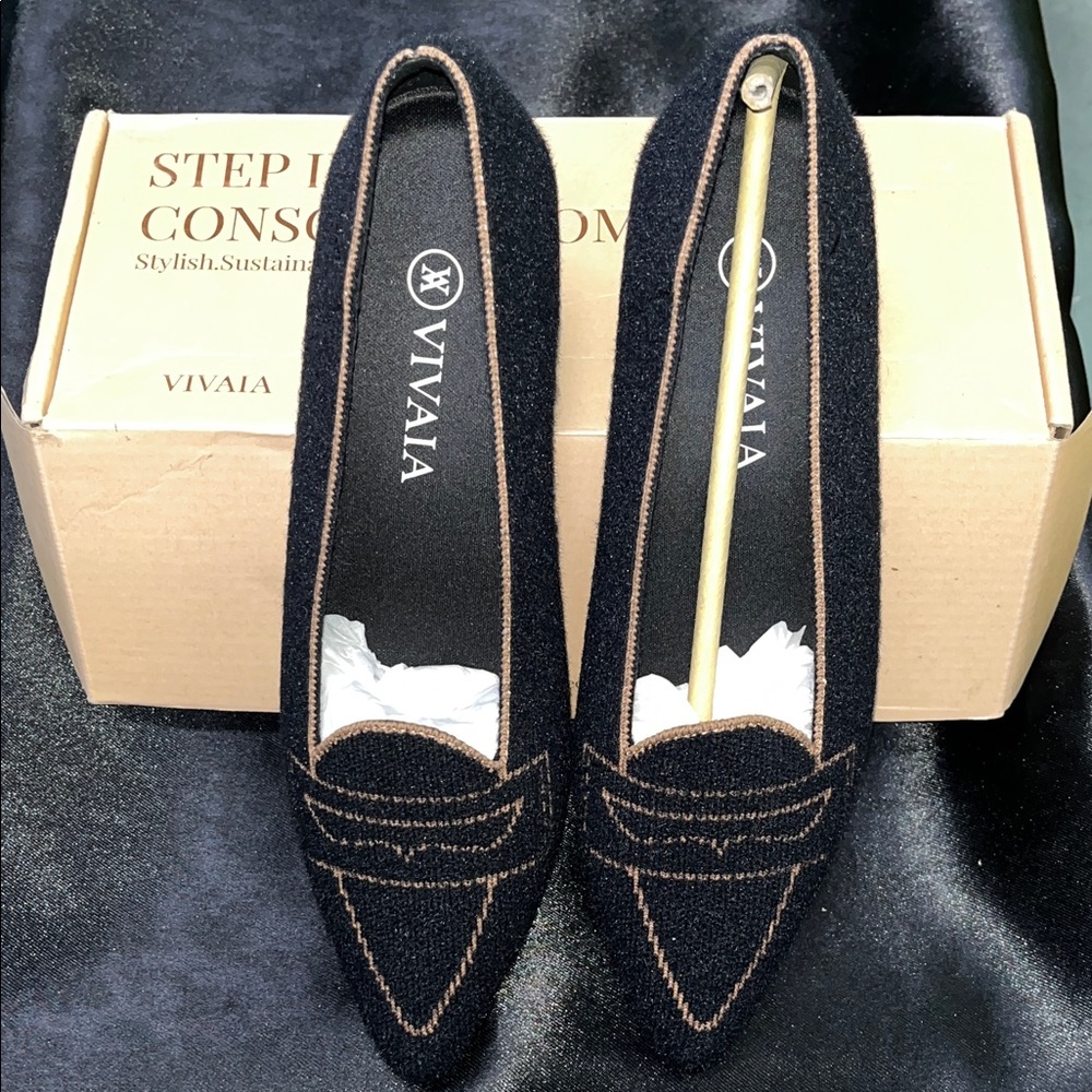 VIVAIA Women's pointed Black  and brown shoes